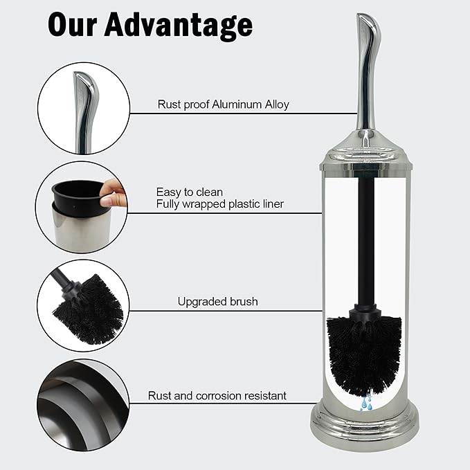 Vince Camuto Toilet Bowl Brush with Holder, Durable Bathroom Cleaning Tool, Modern Design for Easy Toilet Maintenance, Bathroom Cleaner Brush for Efficient Cleaning and Hygiene