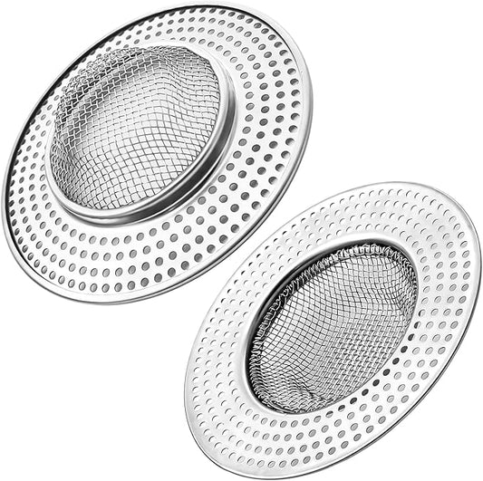2pcs Heavy Duty Stainless Steel Slop Basket Filter Trap,3.54" Top / 1.65" Mesh Metal Sink Strainer,Perfect for Kitchen Sink/Bathroom Bathtub Wash Basin Floor Drain Balcony Drain Hole,Utility