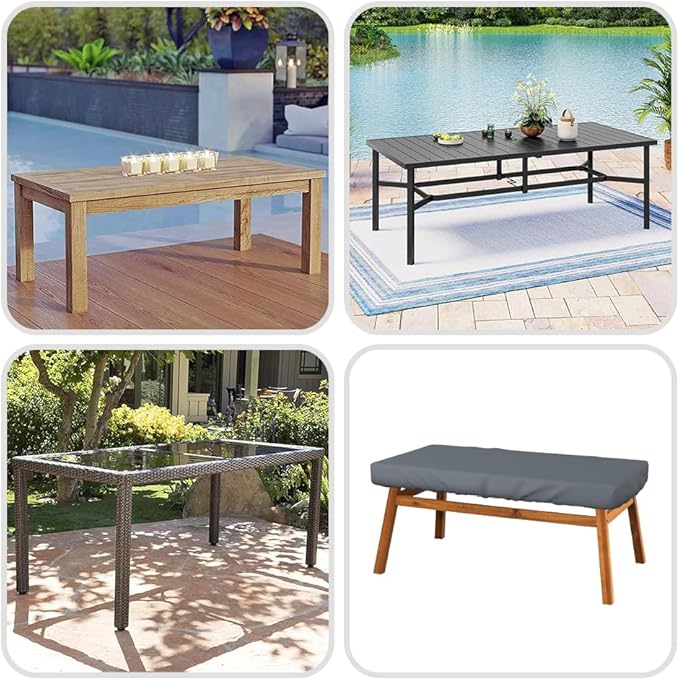 Covers & All Rectangle Table Top Cover, 12 Oz Waterproof UV & Weather Resistant Patio Table Cover, Outdoor Table Cover for Patio Furniture (75" L x 40" W x 5" H, Gray)