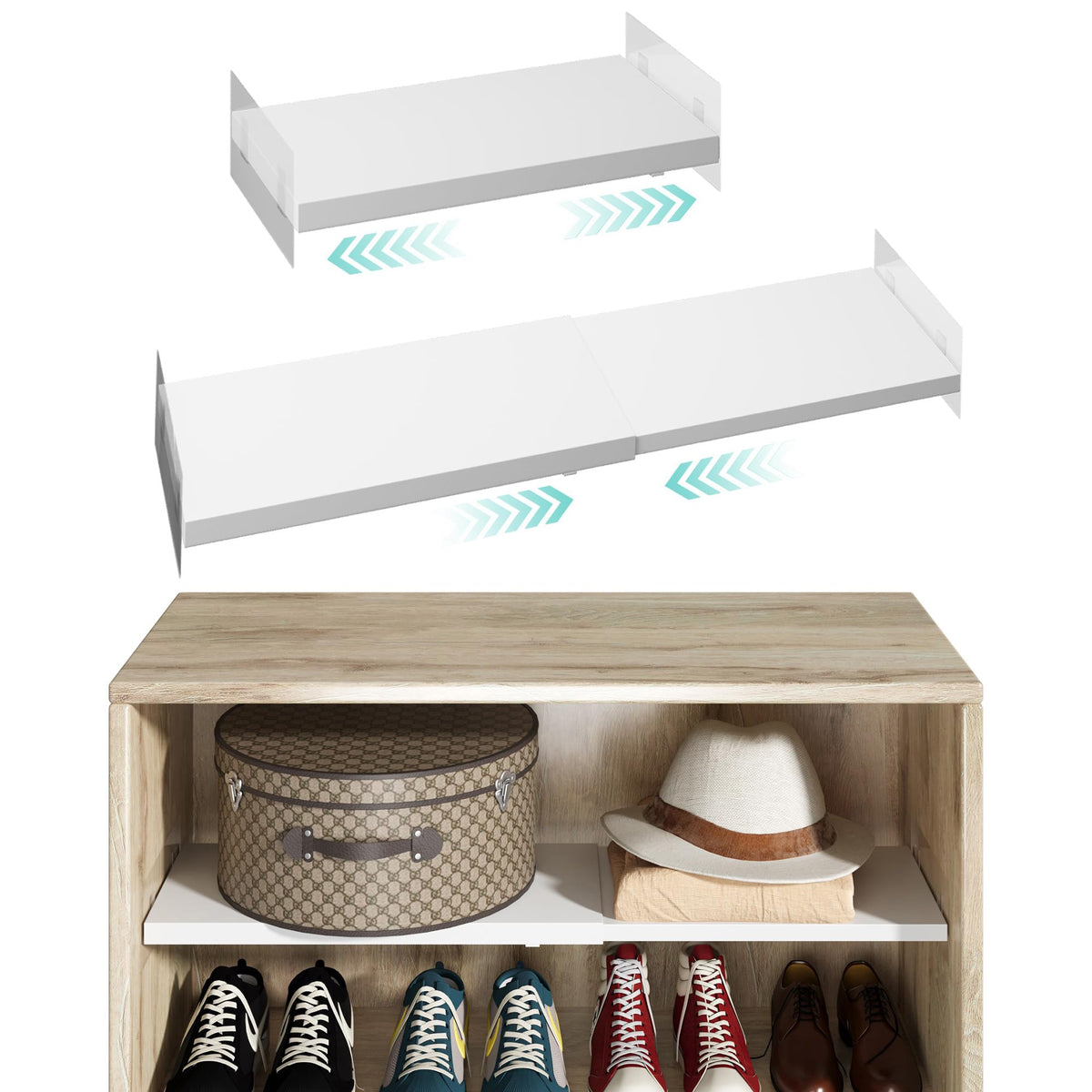 2Pcs Expandable Closet Tension Shelves Organizer | Home Organization - Image 1