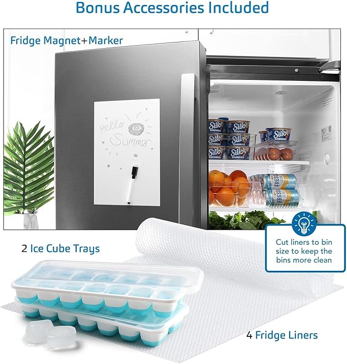 STORAGEBUD Fridge Organizer - 6 Pieces refrigerator organizer bins - Pantry Organization and Storage for Fridge & Refrigerator- BPA Free Freezer Organizer Bins
