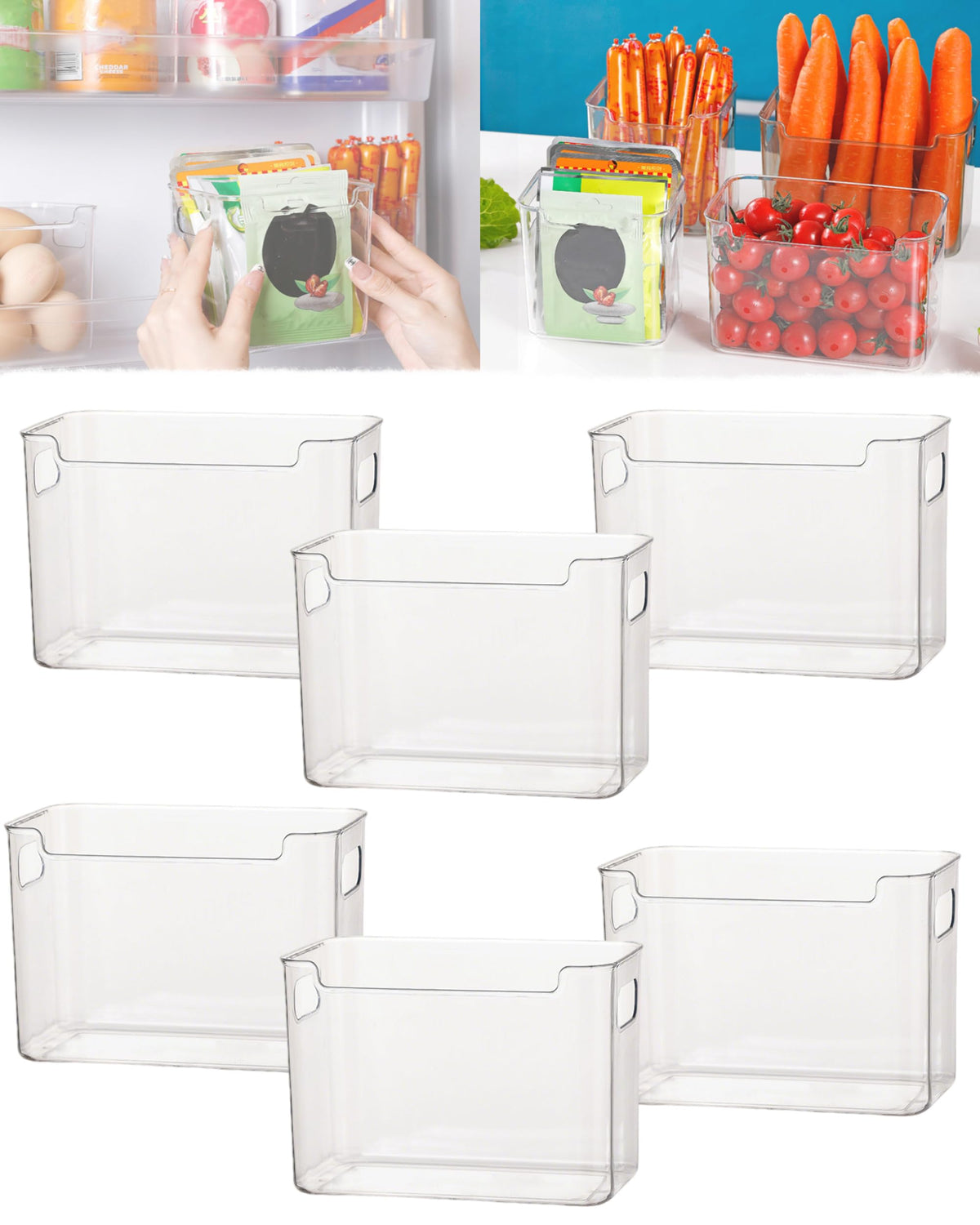 Clear Crystal Freezer Storage Bins - S/L Plastic Storage Bins - Image 1