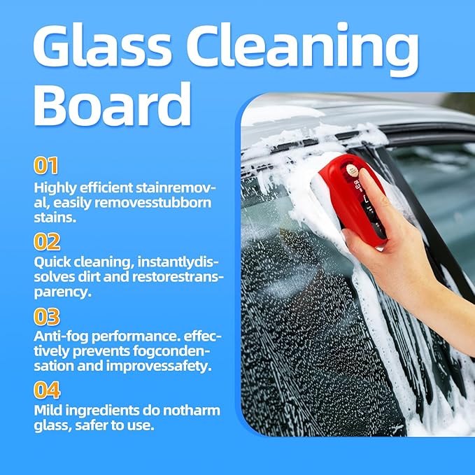 LDSK Car oil film removal brush Car glass oil film remover Premium oil film removal cleaner Glass oil film fast cleaner Car window cleaner Premium microfiber applicator (1, Red)