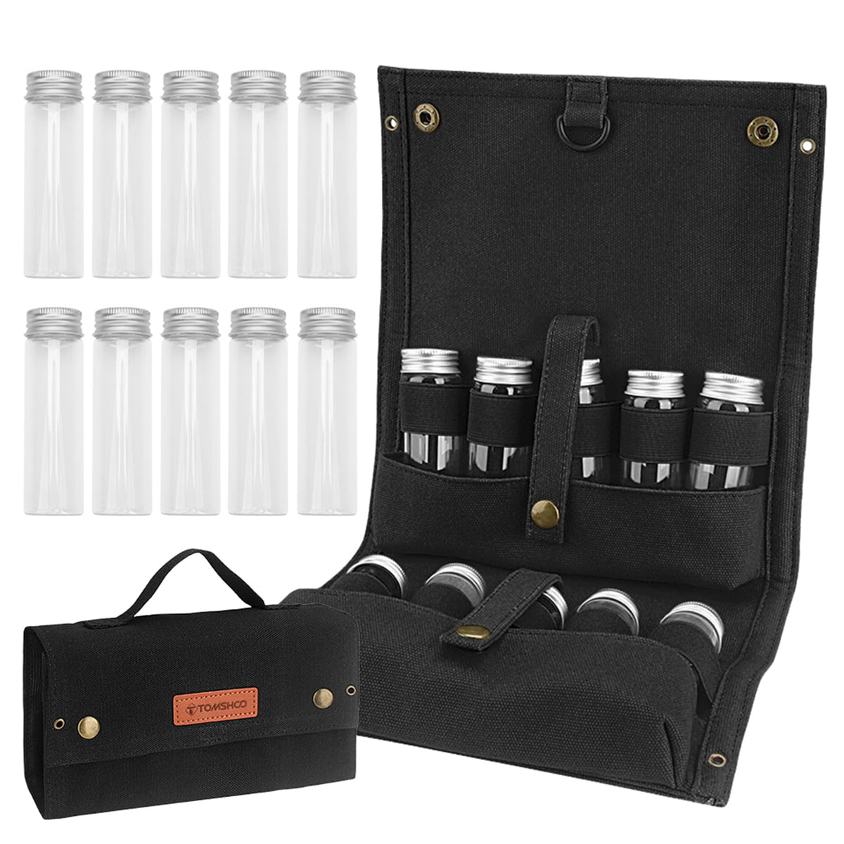HUIOP Portable Spice Bag with 10 Spice Jars Canvas | Home Organization - Image 1