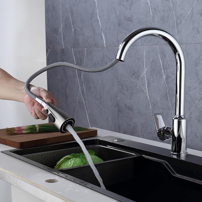 Kitchen Faucet Head Replacement Compatible with Moen 191004 – Durable ABS & Silicone Nozzle for Easy Installation and Limescale Prevention (Brushed Nickel)