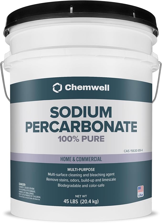 Sodium Percarbonate (45 lbs) - 99.9% Pure Oxygen Bleach Powder | Scent-Free, Non-Toxic, Biodegradable Cleaner for Laundry, Dishes, Decking & More