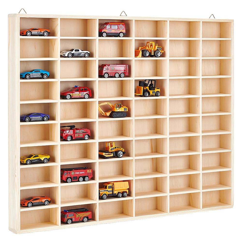 UNICRAFTALE 60-Grid Wooden Display Shelf for Action Figures & - Image 1