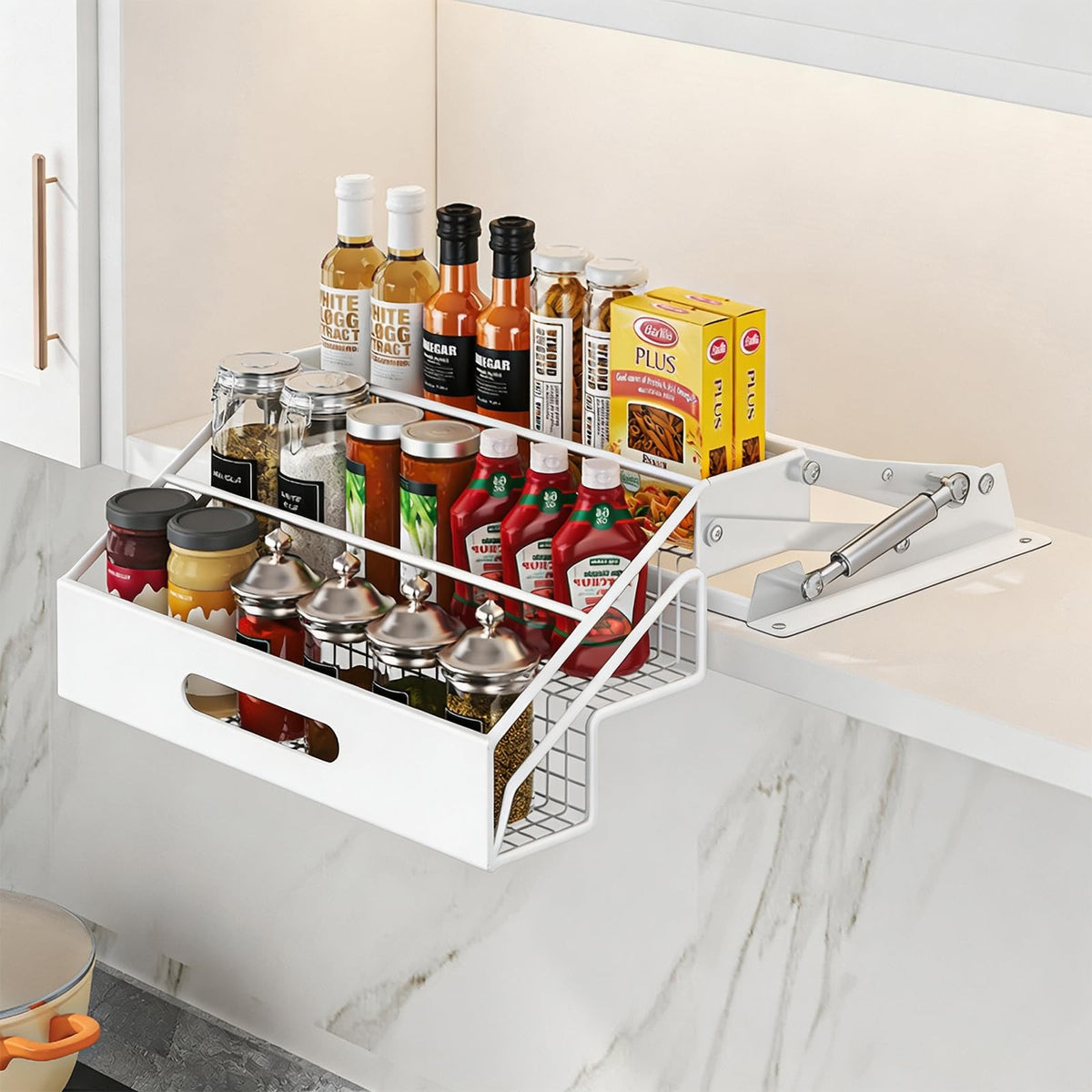 Pull-Down Shelf for Upper Cabinet, 3 Tier Pull-Out Spice - Image 1