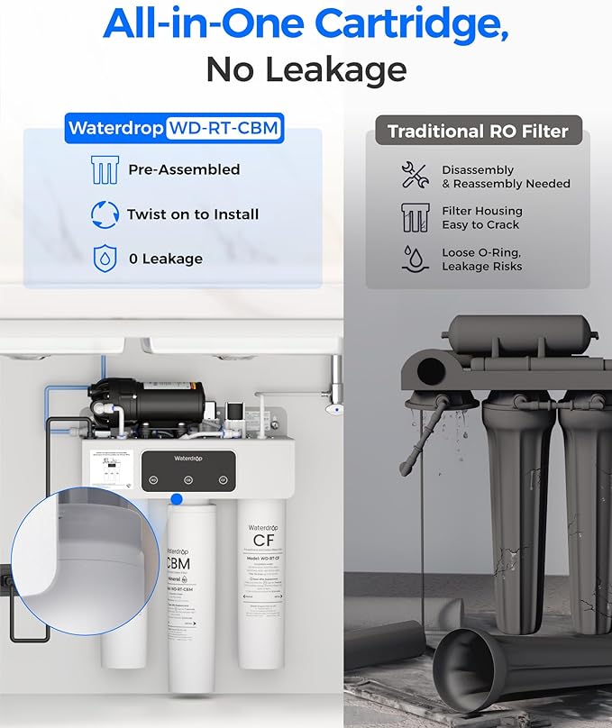 Waterdrop WD-RT-CBM Replacement Filter, Pack of 1 CB Filter, Replacement for WD-T3-M Tankless Reverse Osmosis System, 12-month Lifetime