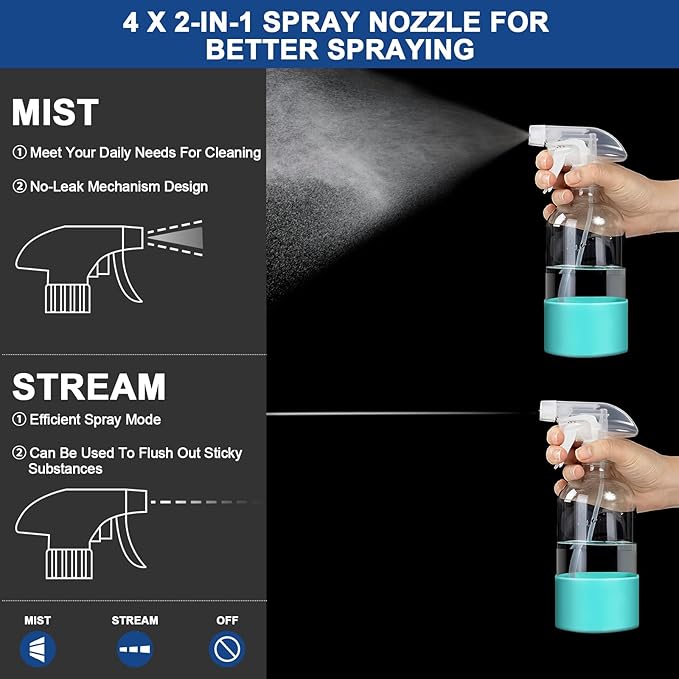 Glass Spray Bottles for Cleaning, 4 Pack Clear Empty Spray Bottle for Cleaning Solutions, 17 fl oz Reusable Spray Bottle for Plants with Silicone Boot, Cleaning Spray Containers with Labels