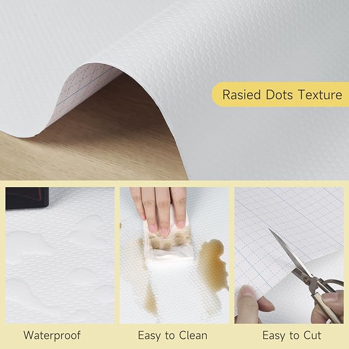 WochiTV Adhesive Shelf Liner 11.8 X 240 Inches Peel and Stick Kitchen Liner for Cabinets, Drawers Removable Protector Mat Waterproof Contact Covering for Dresser Pantry Countertops Shelves, White