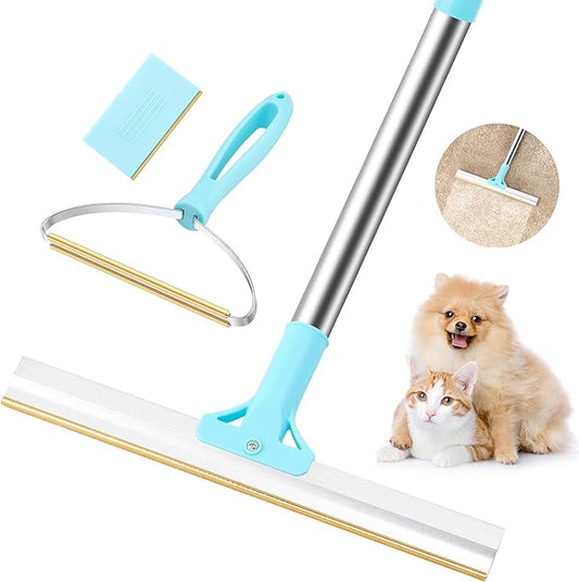 Carpet Rake for Pet Hair Removal (3PCS) 53.5“ Adjustable Long Handle Carpet Rake Remover for Cat Dog Hair Remover Carpet Brush Scraper Lint Remover Scraper for Carpets, Rugs, Mats, Couch