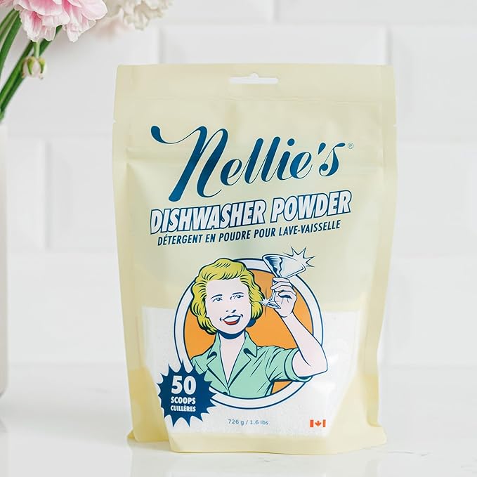 Nellie’s Dishwasher Powder Bundle – 50 Scoops (Pouch) & 100 Scoops (Tin) – Gentle on the Environment – Grease-Busting Performance for Spotless Results – Perfect for Every Home - Made in Canada
