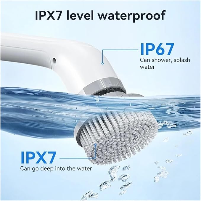 Electric Cleaning Brush Cordless Handheld Shower Scrubber Spin Cleaner Multifunctional Cleaner with 7PCS Heads Bathroom Kitchen(Gray and White)