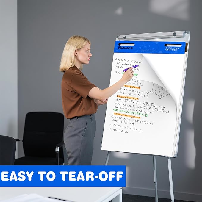180 Sheets Sticky Easel Pad 25 x 30 Inches, White Self-stick Easel Paper Great for Virtual Teacher and Students, Flip Chart Paper for Office and Classroom, 30 Sheets/Pads, 6 Pads