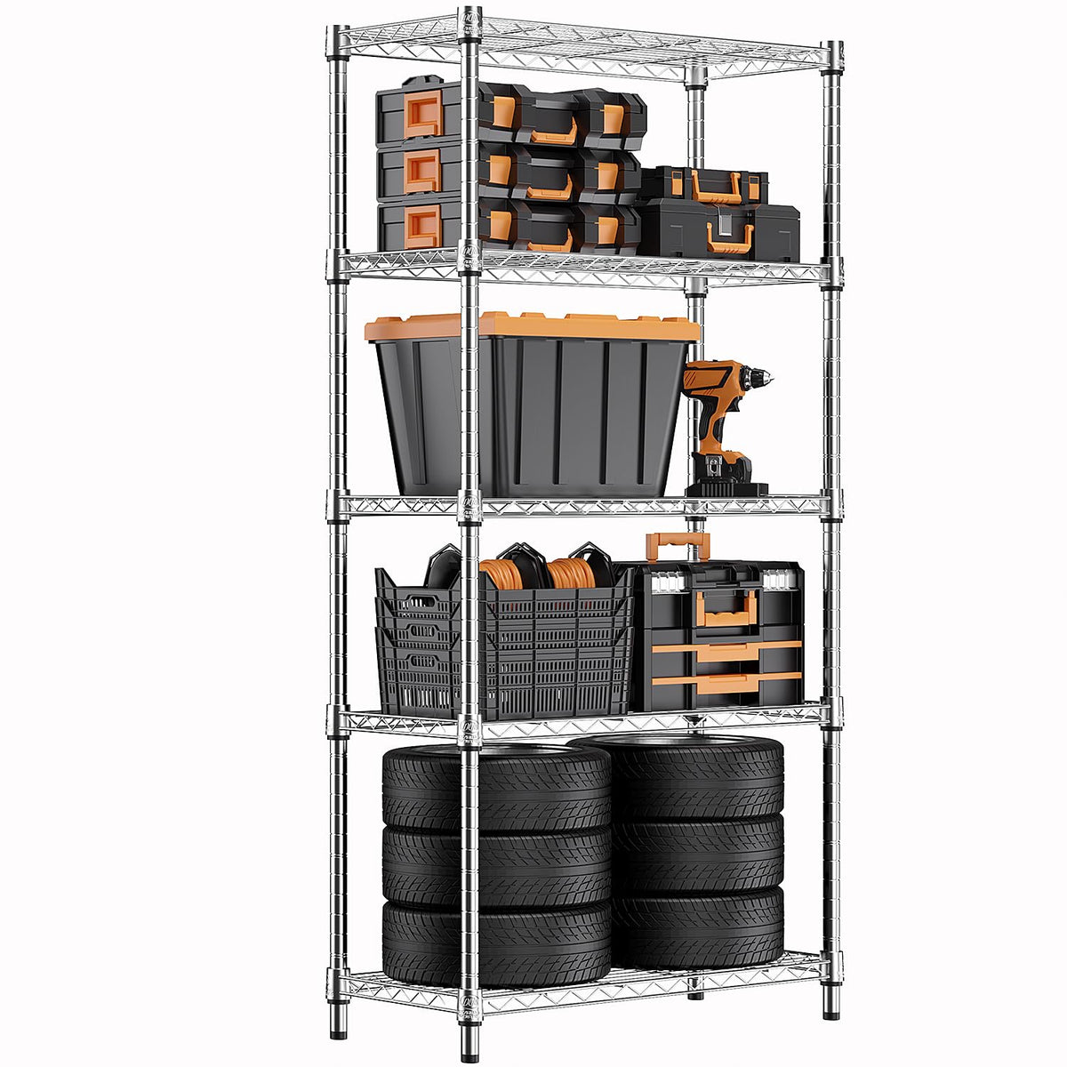 M MZG 1250 lbs Steel Heavy Duty 5-Tier Utility Shelving Unit - Image 1