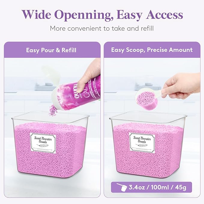 Lifewit Laundry Pods Container with Lid, Dryer Sheet Holder, Room Organization Storage for Coffee Pods Kcup Washing Powder, Scent Booster Beads, 2600 +2000ml/0.53+0.7gal，Natural,4 Pcs