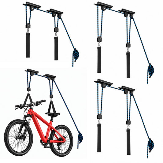 4 Pack Bike Hoist, Upgraded Bike Ceiling Mount Pulley for Garage - Image 1