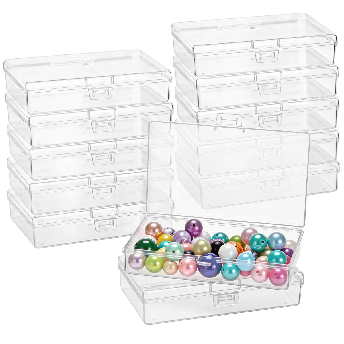 12 Pcs Plastic Storage Boxes, Small Clear Bead Storage Containers - Image 1