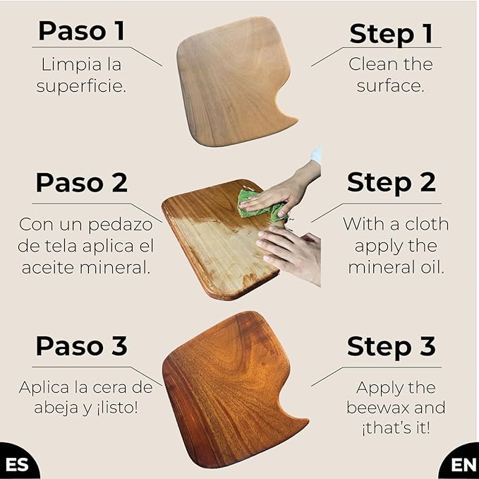 Wood Finish - Kit of Mineral Oil & Bee Wax for Wood Finish - Enhances The Natural Color of The Wood - Wood Polish and Conditioner
