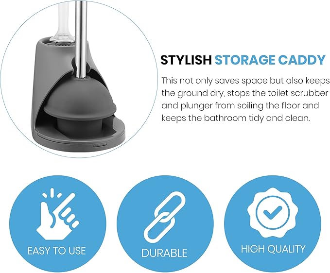Toilet Brush & Plunger Set - Toilet Bowl Brush and Holder, Refillable Liquid Dispenser Brush - 2 in 1 Silicone Toilet Brush & Plunger Set for Bathroom