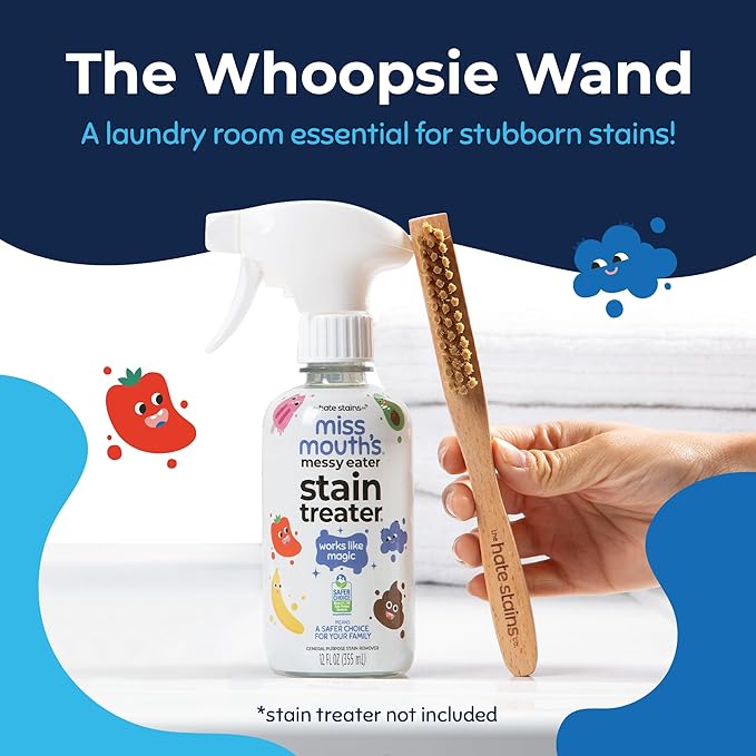 Miss Mouth's Messy Eater Stain Treater 16oz Spray & Laundry Brush - Gentle Scrub for Spot Cleaning, Pre-Treating Baby Clothes & Delicates