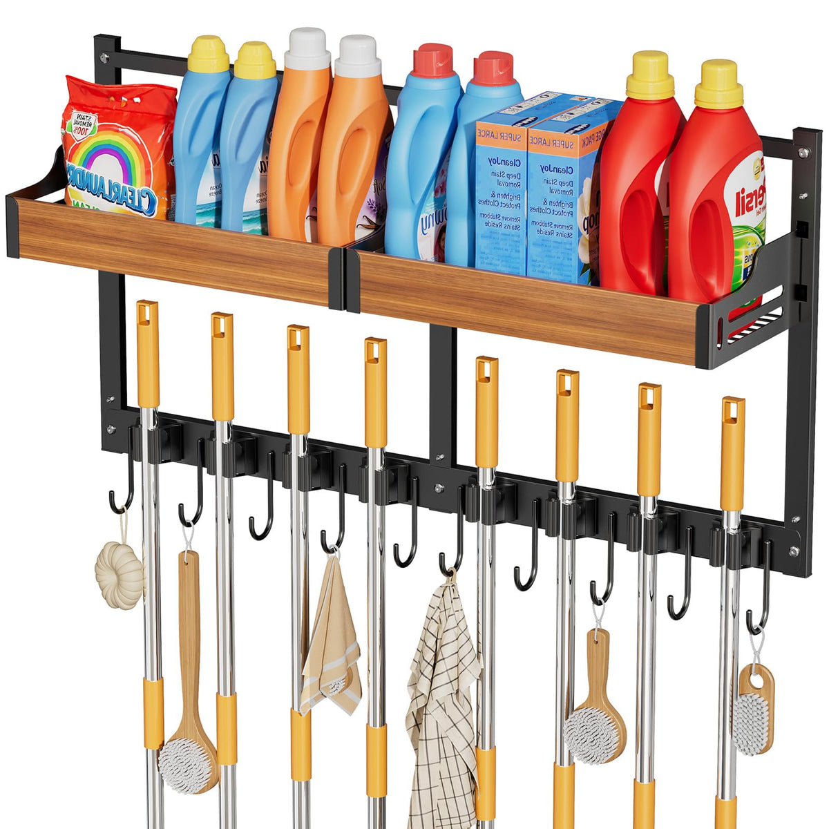 Broom Holder Wall Mount, Broom and Mop Organizer Wall - Image 1