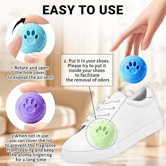STRN Sneaker Deodorizer Balls 12 Packs, Linen & Lavender & Jasmine & Baby powder Scent Shoe Odor Elimination Long-lasting Freshness Scented Plastic Ball for Sneakers Gym, Bags, Cars and Small Spaces