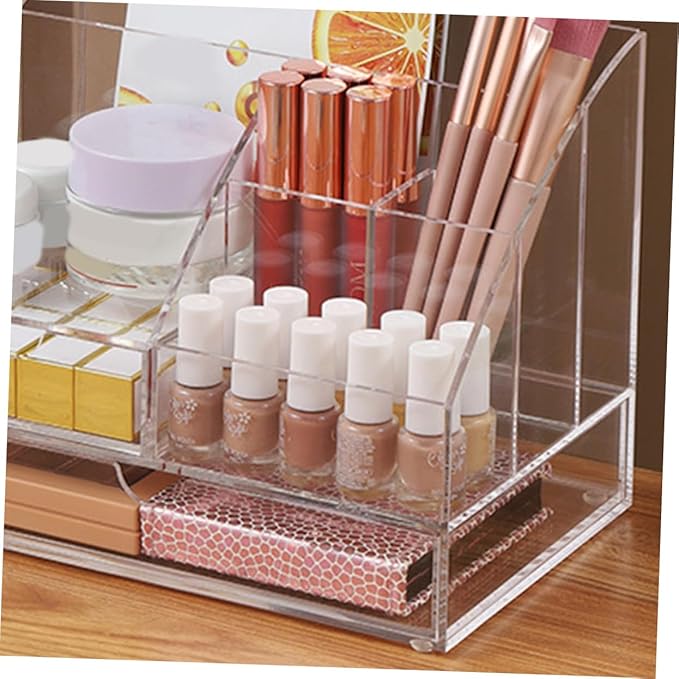 PRETYZOOM Office Desktop Organizer Acrylic Storage Box Multi-layer Drawer Stationery Makeup Organizer