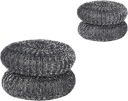 Stainless Steel Steel Wool Pad, Steel Wool Scrubber Refill with Handle, 4 Pieces
