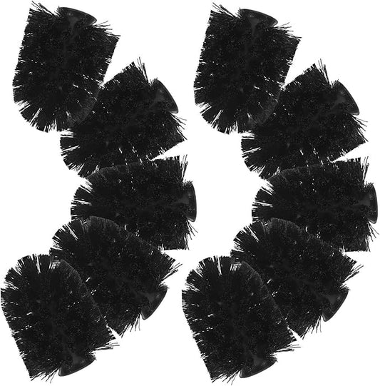 10pcs Replaceable Toilet Brush Heads Stainless Steel Heavy Duty Scrub Brush Replacement Refills for Bathroom and Hotel Toilet Cleaning Tool 75x100mm Black