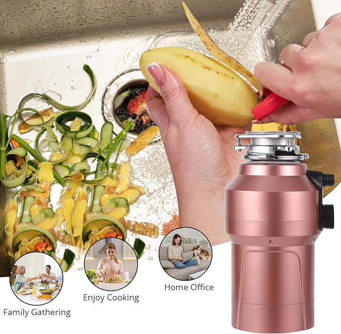 0.75HP 3/4HP Garbage Disposal, 560W 110V Continuous Feed Food Waste Disposer with 14 in Power Cord, 4200r/Min Food Waste Grinding System for Kitchen Sinks, Wireless Switch
