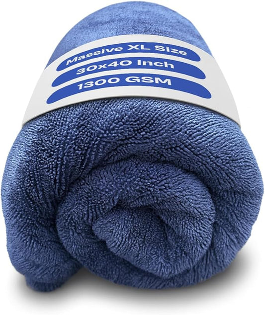 Captain's Car Care "The Kraken Drying Towel #1 Best and Largest Towel for Truck Detailing Streak Free, Massive 30x40 Inch Size, 1300 GSM Ultra Soft, Large Twisted-Loop Microfiber 70/30 Blend