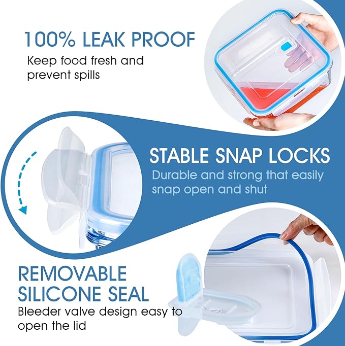 NUTRIUPS 17/34/68/112oz Square Large Glass Food Storage Containers with Lids,Glass Baking Dish & Meal Prep Containers with Lids,4-Piece Set