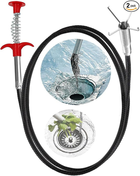 Drain Snake,33 inch Flexible Claw Grabber Tool,Drain Clog Remover - Snake Drain Hair Removal Tool for Home Sink, Bathroom Tub,Drain, Toilet, Tight Spaces
