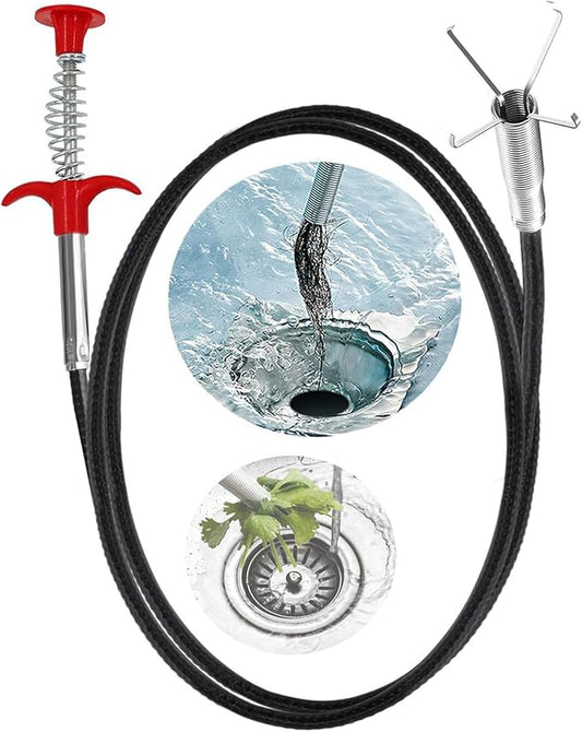 Drain Snake Hair Drain Clog Remover Tool - 116 inch Sink Drain Cleaner for Toilet Sewer Shower Kitchen Bathroom Tub Clogged Drains Opener Cleaning Tool