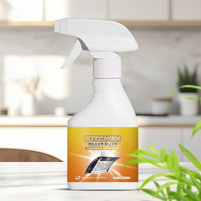 Kitchen Cleaner 8fl.oz, Heavy Duty Foam Degreaser with Spray Nozzle, Waterless Grease Remover for Oven, Stove, Counter, Cabinet, Glass, Sink, Wall