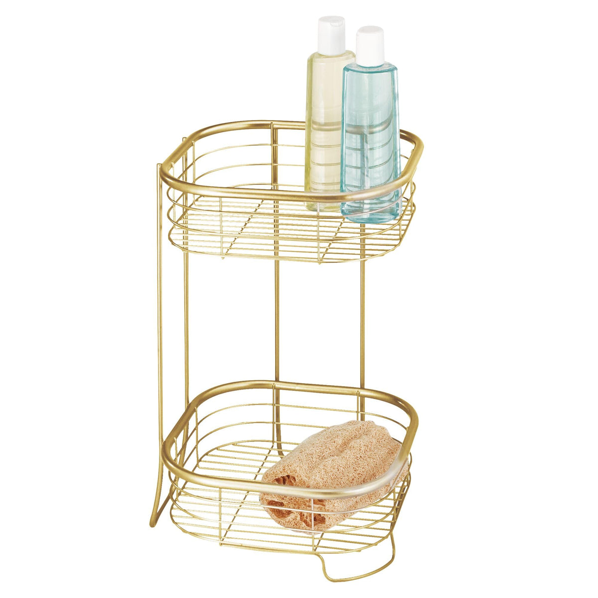 iDesign 2-Tier Square Shower Caddy Organizer, Gold - Image 1