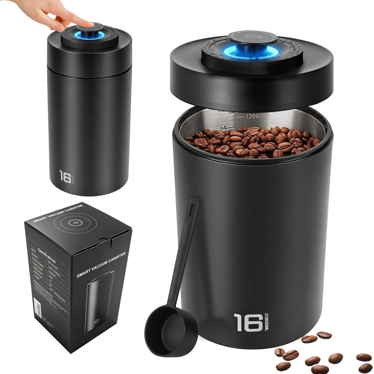 Auto Vacuum Coffee Canister, Electric Coffee Bean Storage - Image 1