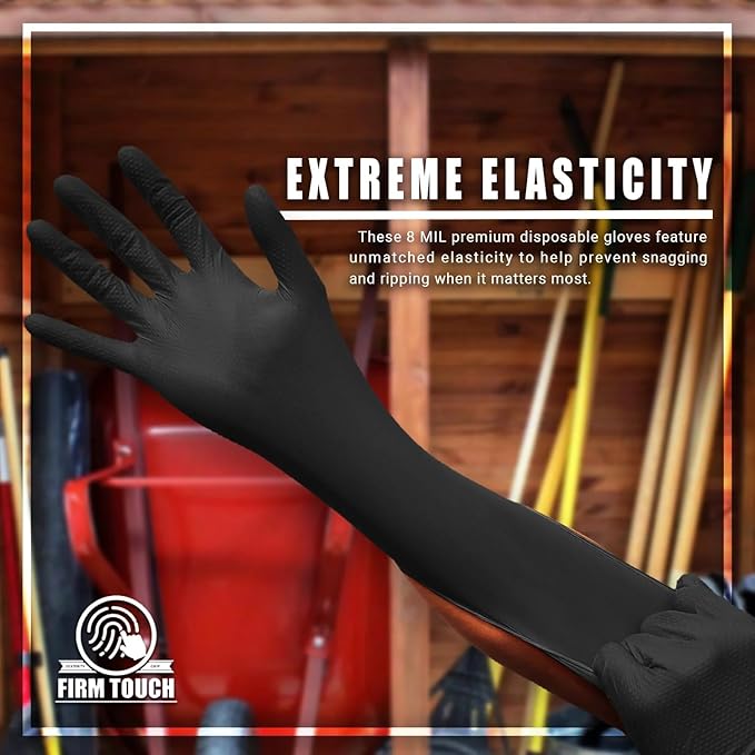 Glove Station Disposable Nitrile Gloves - 100-Count - Cleaning, and Cooking - Textured for Better Grip 6MM-Black