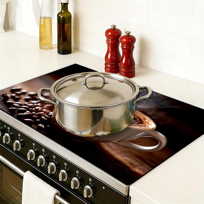 Stove Top Covers for Electric Stove, Greaseproof Cooktop Guard, Spill-Control Worktop Pad, Washable Countertop Cover, 28.3 x 20.5 Inches, Feather Art Decor(Feather)