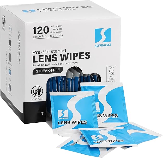 Lens Wipes for Eyeglasses, Pre-moistened Individually Wrapped Glasses Cleaner Wipes, Lens Cleaner Wipes for Sunglasses, Camera Lens, Goggles and Other Optical Lenses. (120 Count)