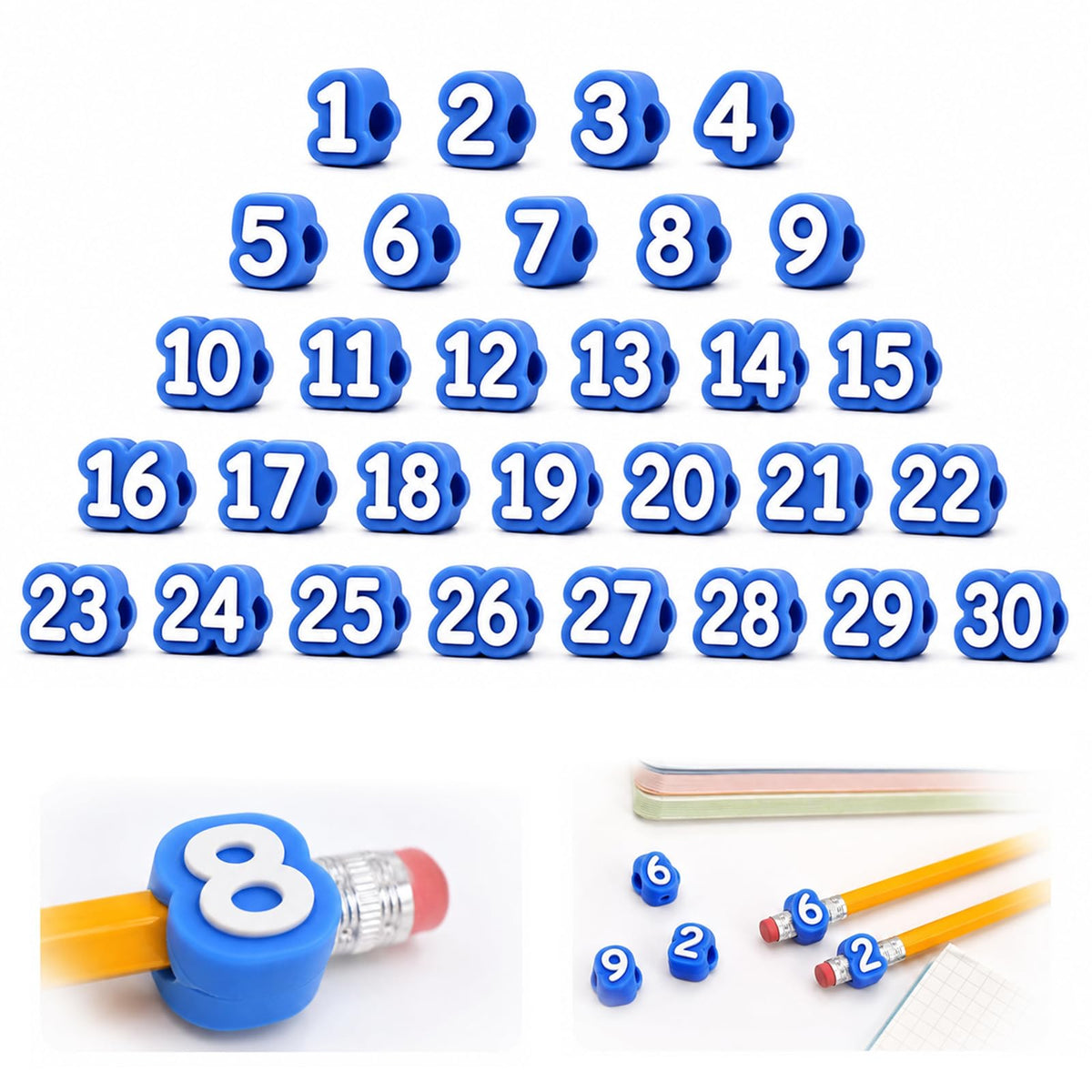 Numbered Pencil Toppers,Reusable Classroom Pencil - Image 1