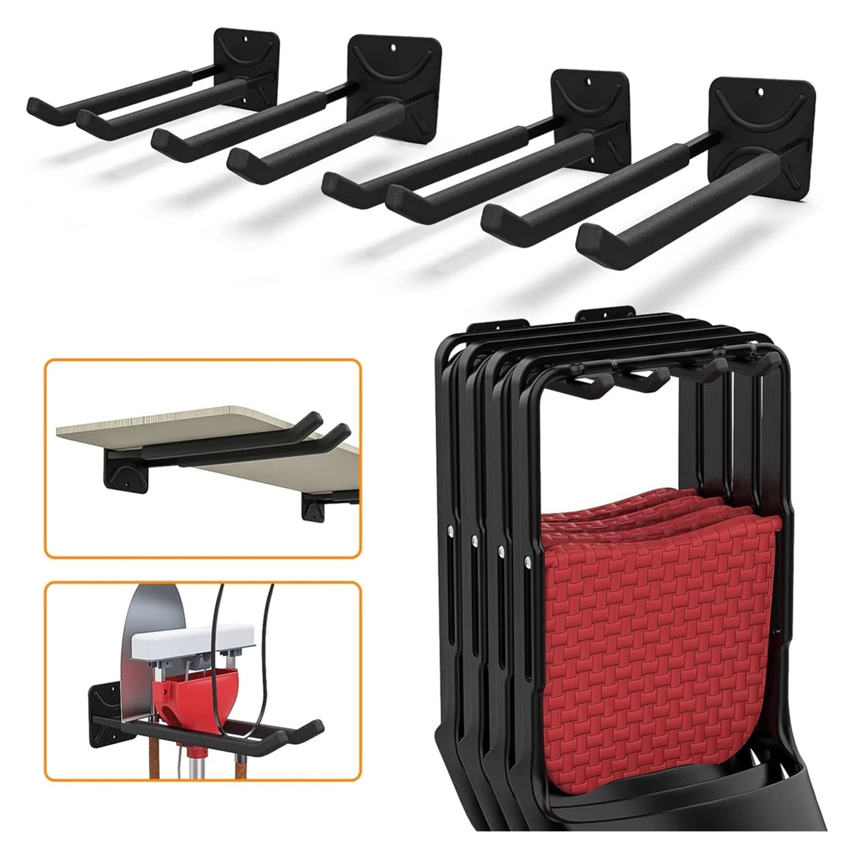 TORACK 4-Pack Garage Storage System Hooks, Wall Mount Tool - Image 1