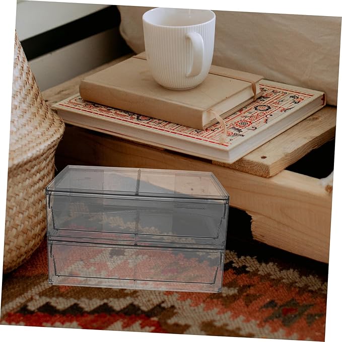 CHILDWEET 2pcs Detachable Acrylic Cosmetic Storage Box Stylish Organizer for Makeup Accessories and Items for Bathroom and Vanity Organization
