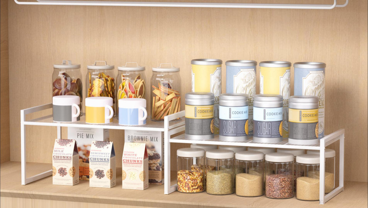 Stackable Kitchen Cabinet Organizer Shelves Pantry Rack Set of 2 - Image 8