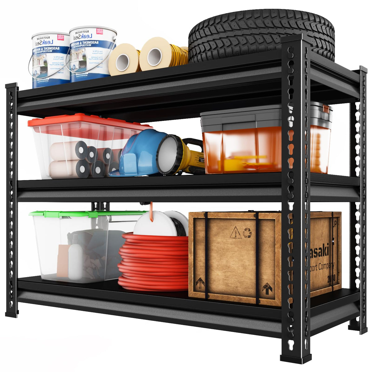 Metal Garage Shelving Units - 40" W x 16" D x 36" H Black - Image 1
