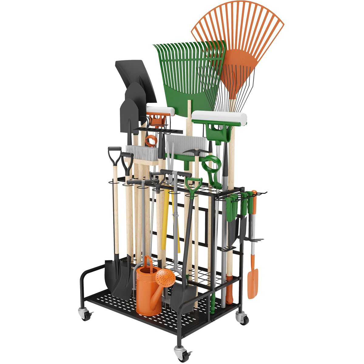 Garden Tool Organizer Rack with Wheels Up to 39 Tools | Garage Storage - Image 1