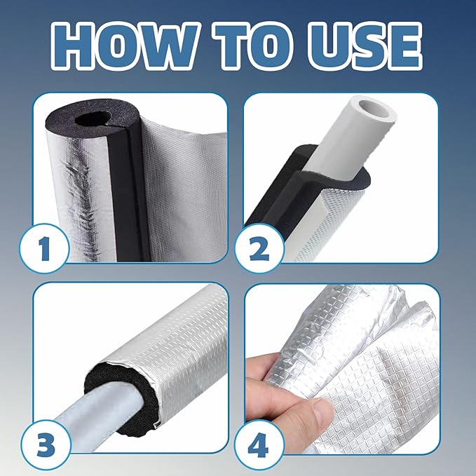 20 Pack 1 Inch Pipe Insulation Foam Tube Self Adhesive Foam Pipe Covers Insulation Wrap for Spigot Winter Outside Pipes Sprinkler Water Heater Pipes Freeze Protection