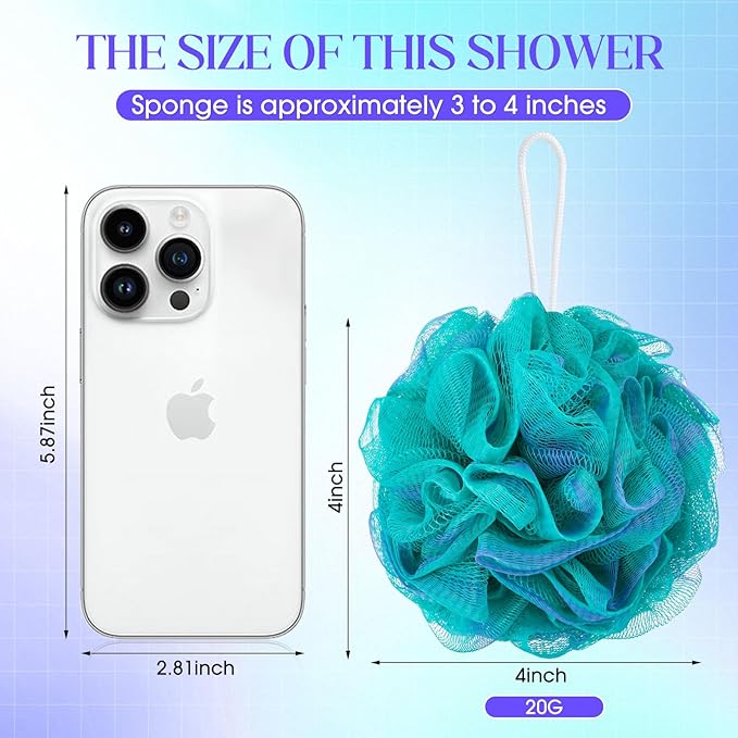 Sunnyray 100 Pcs Loofahs Bulk Bath Sponge Shower Luffas Exfoliating Body Scrubber Packs Soft Mesh Loofahs Balls Travel Cleaning Wash Puff Bathing Accessories for Women Men, 20g (Mixedcolor)